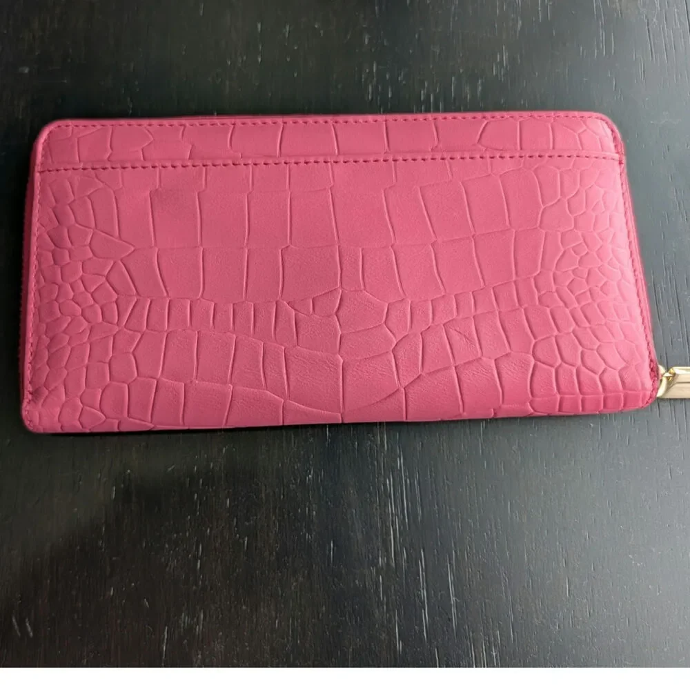 Kate Spade Spencer CrocEmbossed Leather Zip-Around Continental Wallet, Pink
